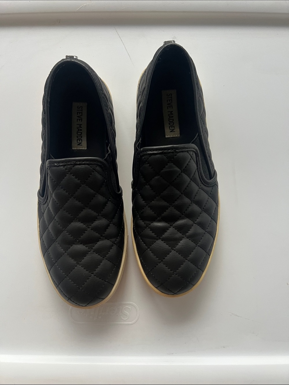 Steve Madden Black Quilted Slip-On Sneakers